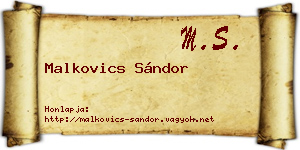Malkovics Sándor névjegykártya