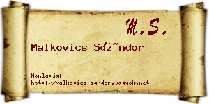 Malkovics Sándor névjegykártya
