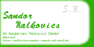 sandor malkovics business card